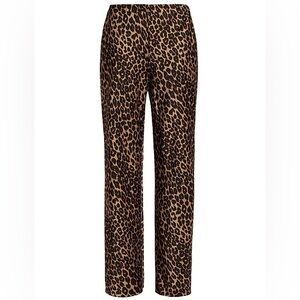 Gale Satin Mid Rise Bias Pant Leopard